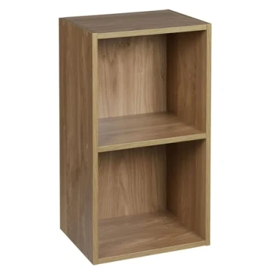 Image of URBNLIVING Tier Wooden Bookcase Shelving Display Storage Shelf Unit Wood Shelves (Oak, 2 Shelf)