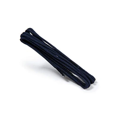 Image of Kaps Waxed round Thin Laces, 2 mm quality 100% cotton shoe laces for casual and fashion footwear, made in Europe, 1 pair (100 cm 39 inch 5 to 7 eyelet pairs / 57 Navy)
