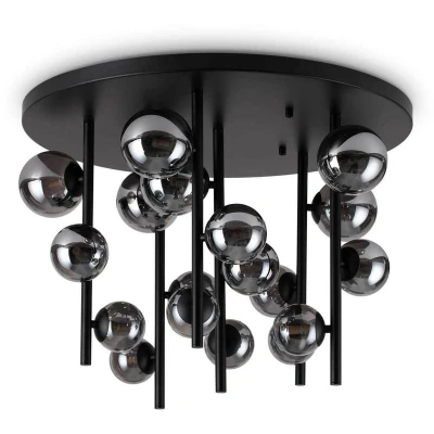 Image of Perlage 18 Light Globe Ceiling Black, Smokey Grey Shade