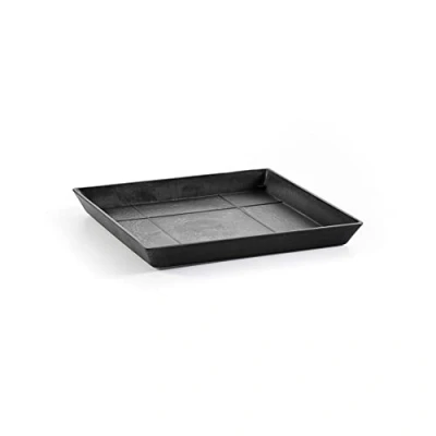 Image of Ecopots Ashortwalk Square Saucer made from Recycled Plastic (length &amp; width 35.5cm x height 3.5cm) (Black)