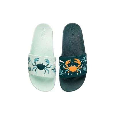 Image of Dedoles Sliders &amp; Slippers for Women, Men Kids Sandals Funny Designs Plane Coffee Party Pizza Fox Bear Cherry Flamingo Footwear Gift, Colour: Ocean Crab, Size: 3,5 UK