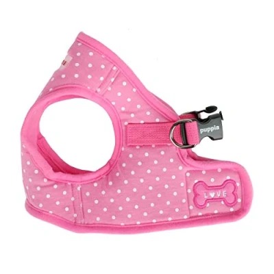 Image of Puppia Dotty Step in Vest Dog Harness No Pull Choke Easy Wear Training Walking for Small Dog, Small, Pink