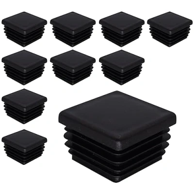 Image of SKIR&#039;CO (10 pcs) Square Plastic Plugs 35 x mm, Mat Tube End Caps, Inserts, Fence Post Plugs, Black RAL 9005