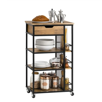 Image of Sobuy Industrial Vintage Style Kitchen Trolley Cart,FKW99 N
