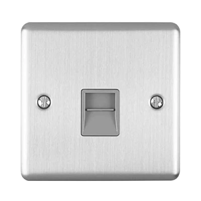 Image of Enhance Decorative Telephone Master Satin Stainless Finish With Grey Trim