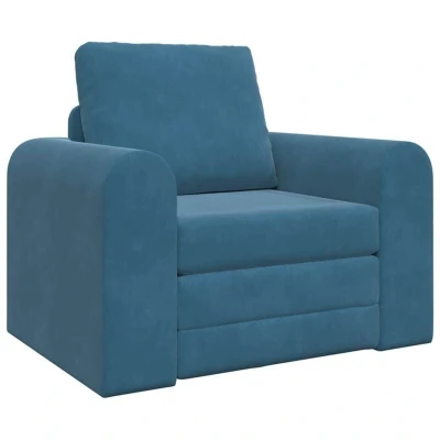 Image of vidaXL Floor Sofa Bed 2 in 1 Blue 98x71x83 cm Velvet