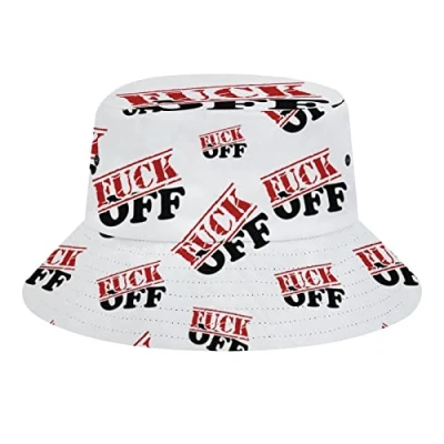 Image of Fuck Off Portable Bucket Hat for Women Men Breathable Sun Cap Fisherman Travel Beach Funny