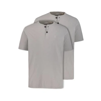 Image of JP 1880 Men&#039;s Henleys, 2er Pack T Shirt 1/2, Grau Melange, 3XL