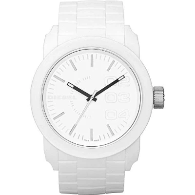 Image of Diesel Watch for Men Double Down S44, Three Hand Movement, 44 mm White Polycarbonate Case with a Silicone Strap, DZ1436