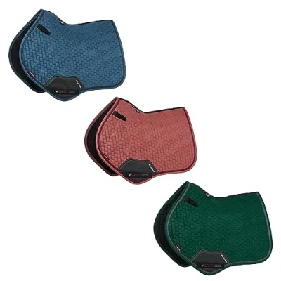 Image of LeMieux Suede Close Contact Square Saddle Pads English for Horses Equestrian Riding Equipment and Accessories Atlantic Blue Small/Medium