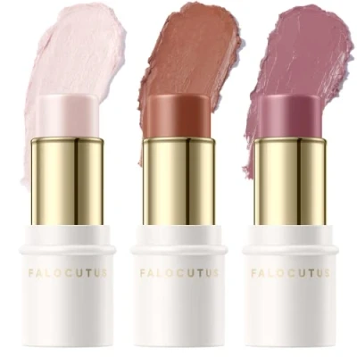 Image of FALOCUTUS 3 Pcs UNIVERSAl Contour Stick Set,Cream Blush &amp; Highlighter Bronzer Pen,Long Lasting Smooth Natural Face Contouring Illuminator,Professional Makeup Kit for All Skin