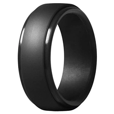 Image of Duendhd 8Mm Popular Camouflage Silver Black Men Silicone Rings Women Rubber Wedding Ring Environmental Sports #7