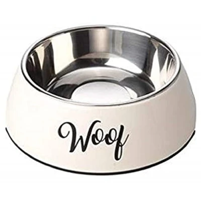 Image of House Of Paws Cream Woof 2 in 1 Dog Bowl, Large