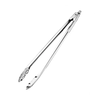 Image of Vogue Stainless Steel Kitchen Tongs 40.5 cm/16 inch, Silver, Catering Tongs, Spring Loaded Serrated Grip, Can Lock Closed, Dishwasher Safe, J604