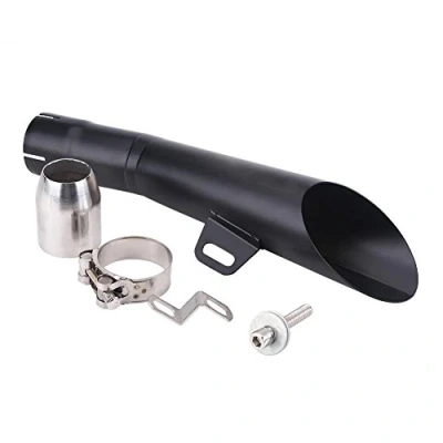 Image of Exhaust Pipe, Keenso Universal Stainless Steel Motorcycle Tail Pipe Muffler Tip (D for Motorcycle(Black))