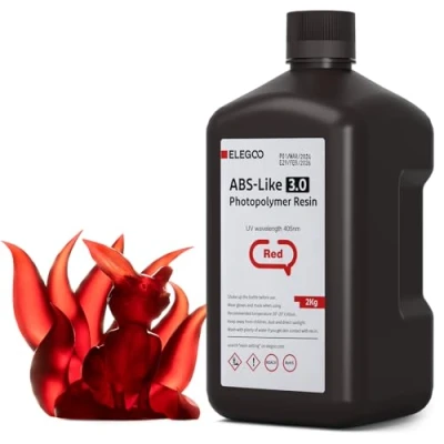 Image of ELEGOO ABS Like 3D Printer Upgraded Resin 3.0 Clear Red 2kg, 405nm UV Curing Photopolymer for LCD Printing