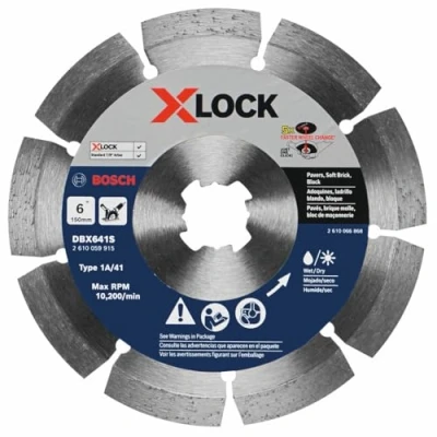 Image of BOSCH DBX641S 6 In. X LOCK Segmented Rim Diamond Blade Compatible with 7/8 Arbor for Application in Pavers, Soft Brick, Block