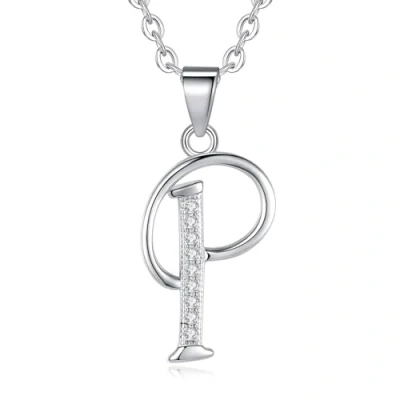 Image of VIKI LYNN Initial Pendant 925 Sterling Silver Letter Necklace with Cubic Zirconia Personalised Gifts for Women Ladies Girls
