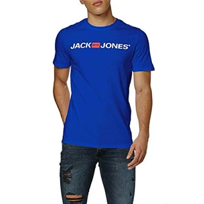 Image of JACK &amp; JONES Men&#039;s JJECORP Logo TEE SS Crew Neck, Surf The Web/Reg, S