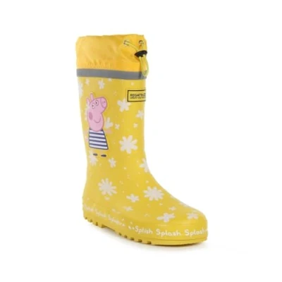 Image of Regatta PeppaSplash Welly Rain Boot, Maize Yellow Daisy, 13 UK Child