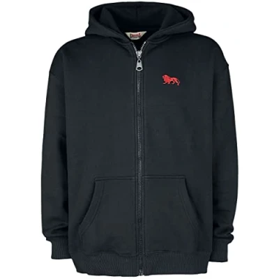 Image of Lonsdale Men&#039;s Latheron Hooded Sweatshirt, Black/red, L