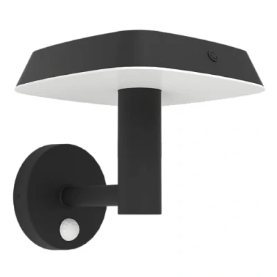 Image of Eglo LED Outdoor Wall lamp Dreoli, Solar Light Fixture with Motion Detector, Porch Lighting Made of Black Plastic, IP44