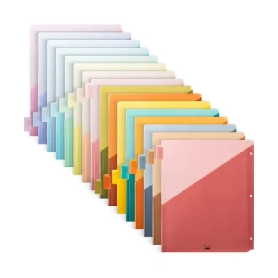 Image of Mr. Pen Binder Dividers with Pockets and Tabs, 8 Tab, 2 Sets, Colorful, for 3 Ring Pockets, Pocket Tabs