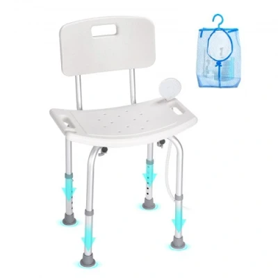 Image of VEVOR Shower Chair, Seat with Back, Adjustable Height Stool, Chair for Inside Bathtub, Non slip Bathroom Bench Bath Elderly Disabled Handicap, 158.8 kg Capacity