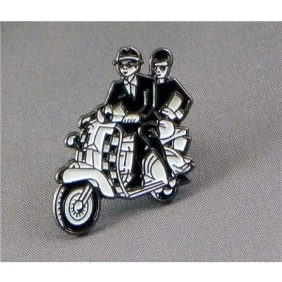 Image of Metal Enamel Pin Badge MOD Checkers Ska Scooter Riders (Chequer Pair)