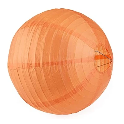 Image of LLLucky 10/12in Ball Round Paper Lantern Hanging Lamp Shade Decoration for Wedding Party Orange