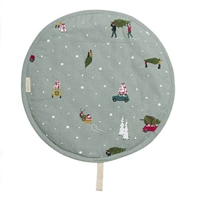 Image of Sophie Allport Circular Single Hob Cover Home for Christmas 100% Cotton Protector