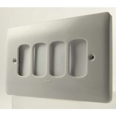 Image of Legrand Synergy 7301 94 White Moulded Four Module Seperate Apature Grid Switch Front Plate