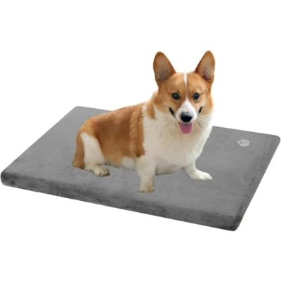 Image of EMPSIGN Dog Bed Medium Washable Mat Mattress with Waterproof Liner, Reversible Beds for Crate Removable Cover, Firm Support Pet Bed, Grey, 74x46x7.6cm