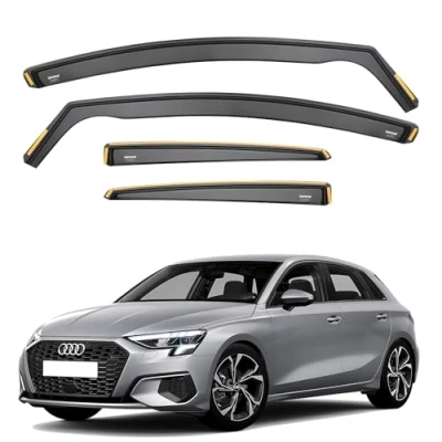 Image of ISPEED Wind Deflectors for AUDI A3 MK4 2020 2025 5 Door Hatchback 4pc Set Keep Your Car Ventilated In Rain Reduce Turbulence Tinted Channel Type
