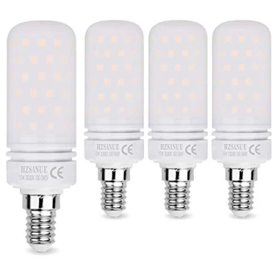 Image of Hzsanue Led Light Bulbs 15W, 120W Incandescent Equivalent, 1500Lm, 3000K Warm White, E14 Small Edison Screw Corn Bulbs, Pack of 4