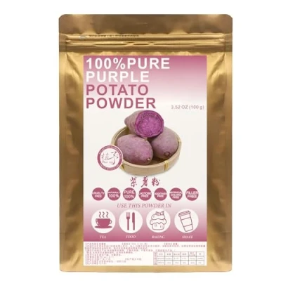 Image of Plant Gift 100% Pure Purple Potato Powder 紫薯粉 Natural Meal Powder, Great Flavor for Drinks, Smoothie, Yogurt, cookies, cakes and Beverages, Non GMO No Filler, additives 100G/3.25oz