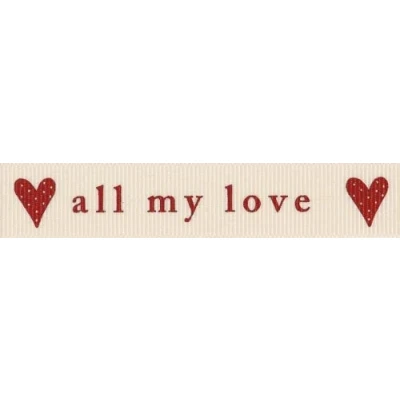 Image of Berisfords All My Love Ribbon 4 Red/Ivory per metre