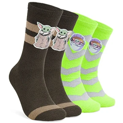 Image of Disney The Mandalorian Fluffy Socks Multipack Mens Slipper Socks, Baby Yoda Gifts for Men