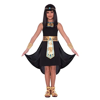 Image of amscan 9906375 Girls Egyptian Pharaoh Book Week fancy Dress Costume Age 8 10 Years, Black