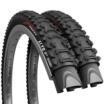 Image of Fincci Pair of 26 x 1.95 Inch 53 559 Foldable 60 TPI Tyres for MTB Mountain Hybrid Bike Bicycle (Pack 2)