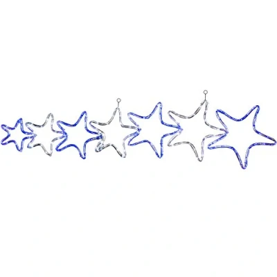 Image of WeRChristmas 7 Star Motif LED Rope Lights Silhouette Christmas Decoration, 119 cm Large, White/Blue