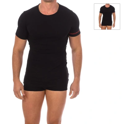 Image of Bikkembergs Mens Pack 2 Fashion Organic Cotton T shirts Black Size 2XL