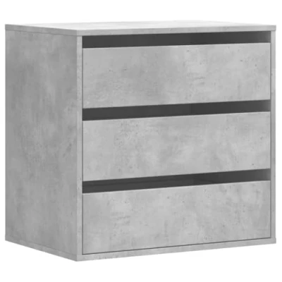 Image of vidaXL Corner Chest of Drawers in Concrete Grey Engineered Wood, Compact 3 Drawer Storage Cabinet for Living Room, Bedroom, Office 60 x 41 58 cm