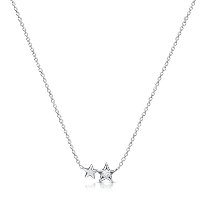 Image of Amberta Women 925 Sterling Silver Celestial Choker: Double Star Necklace