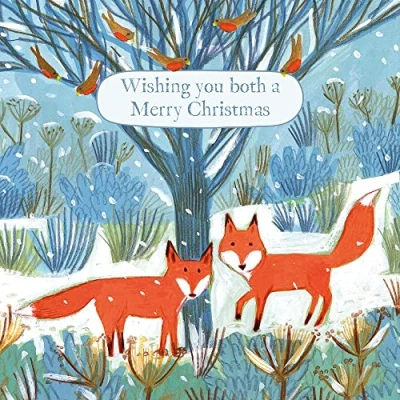 Image of Museums &amp; Galleries Artistic Christmas Greeting Card To Both Of You Festive Fox Couple From the Wishes Range