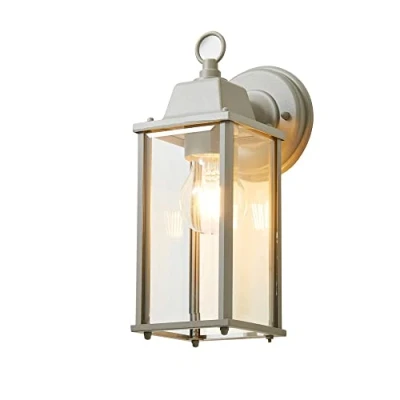 Image of LITECRAFT Colone Wall Light Bevelled Glass Outdoor IP23 Lantern Dove Grey