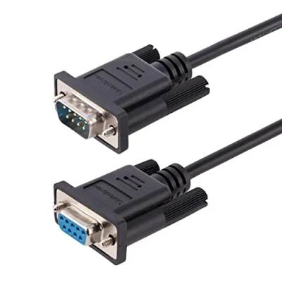 Image of StarTech.com 3M RS232 Serial Null Modem Cable, Crossover Cable w/Al Mylar Shielding, DB9 COM Port Female to Male, Compatible w/DTE Devices, Black, F/M (9FMNM CABLE)