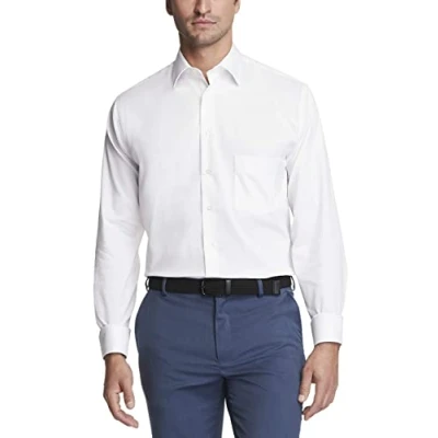 Image of Van Heusen Men&#039;s Dress Shirt Regular Fit Flex Collar Stretch Solid, White, XXL (Neck 45 cm Sleeve 81/84 cm)