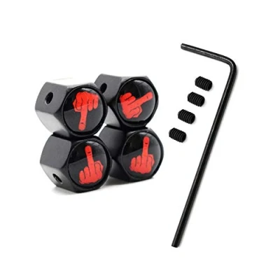 Image of 5 Pcs/Set Tire Valve Dust Caps Anti theft Middle Finger Style Zinc Alloy for Cars (Black)
