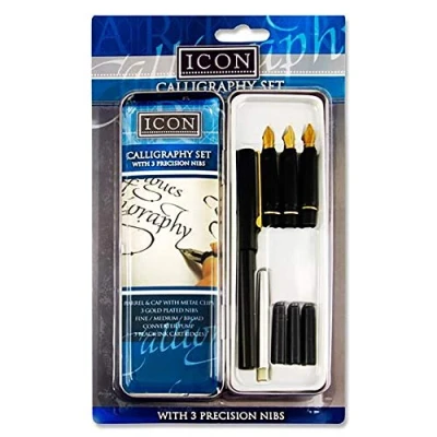 Image of Premier Stationery Icon Calligraphy Set with 3 Precision Nibs In Handy Storage Tin
